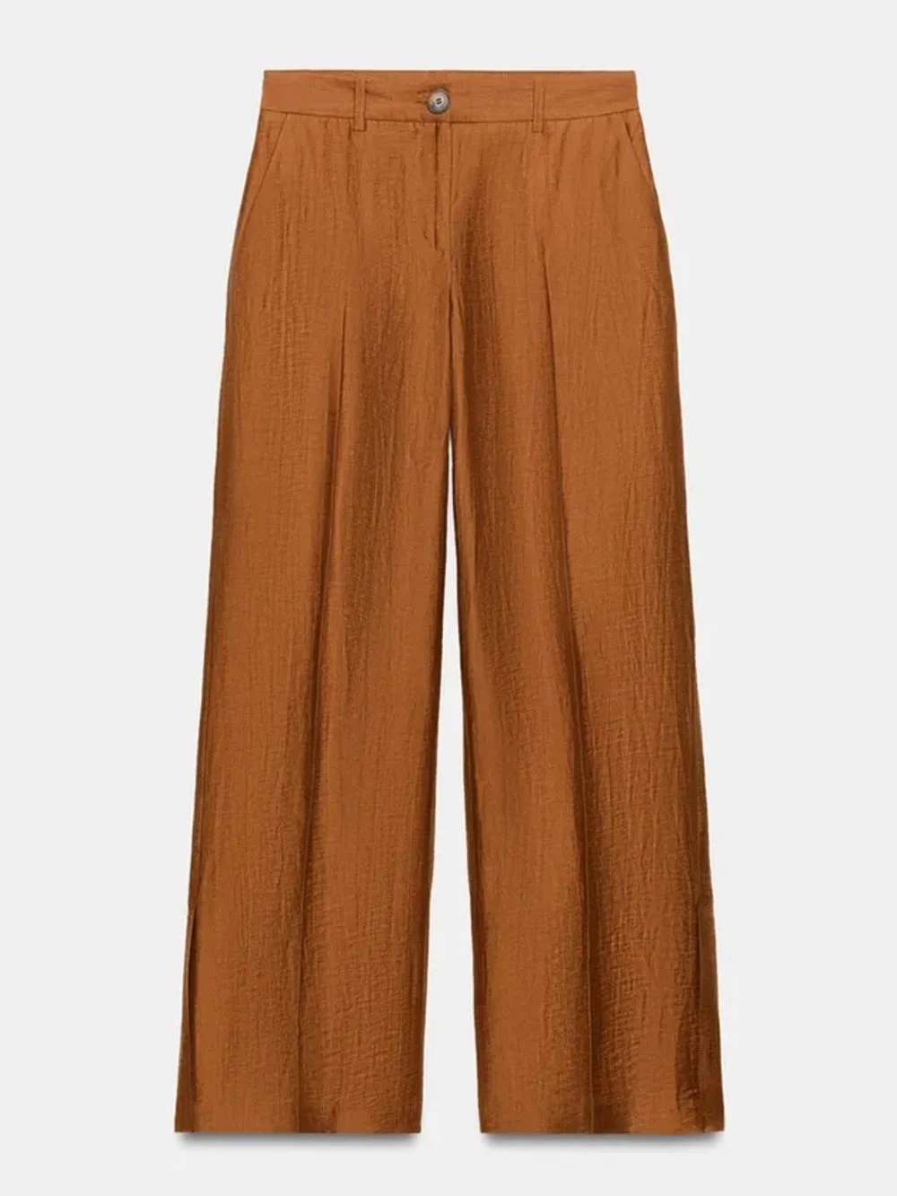 Zara Wide-Leg Paperbag Trousers/ pants Linen blended  in Warm Rust. POP